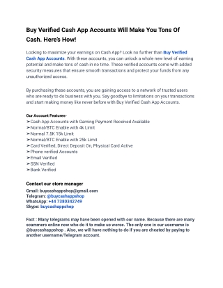 Buy Verified Cash App Accounts To Our Most Benefited Site