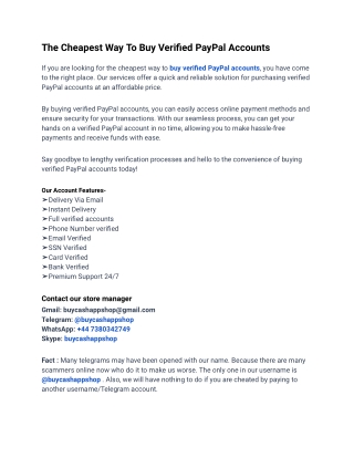 Buy Verified PayPal Accounts To Our Most Benefited Site
