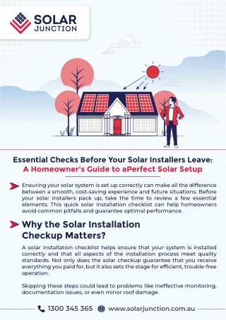 Essential Checks Before Your Solar Installers Leave A Homeowner's Guide to a Perfect Solar Setup