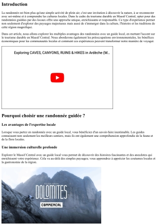 **Randonnées avec un guide local : Une expérience enrichissante et responsable**
