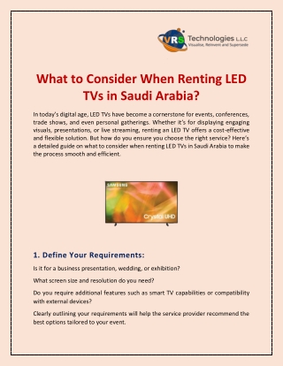 What to Consider When Renting LED TVs in Saudi Arabia?