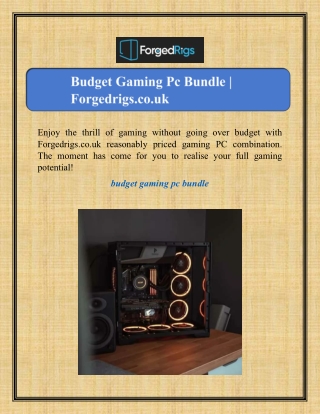 Budget Gaming Pc Bundle | Forgedrigs.co.uk