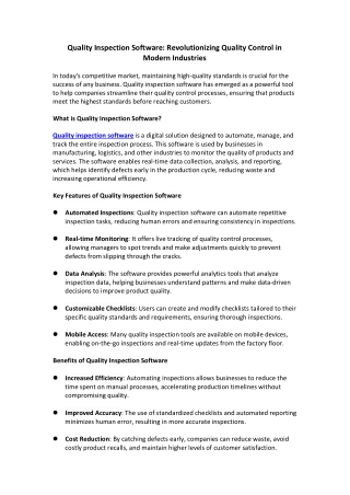 Revolutionize Your Quality Control with Inspection Software