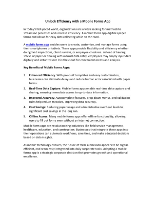 Unlock Efficiency with a Mobile Forms App: The Future of Data Collection