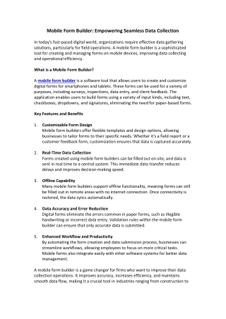 Transform Your Workflow with a Mobile Form Builder