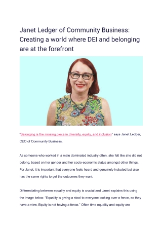 Janet Ledger of Community Business_ Creating a world where DEI and belonging are at the forefront