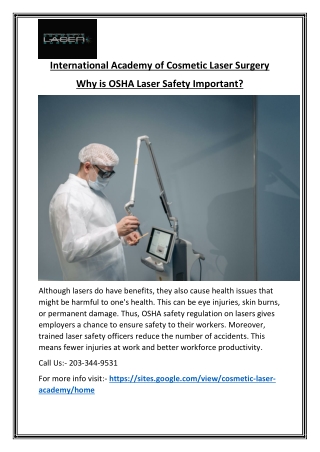 OSHA Guidelines for Laser Safety Verify Adherence & Security