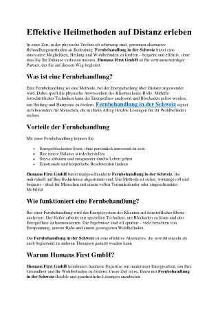 Effektive Heilmethoden auf Distanz erleben