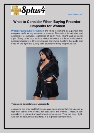 What to Consider When Buying Preorder Jumpsuits for Women