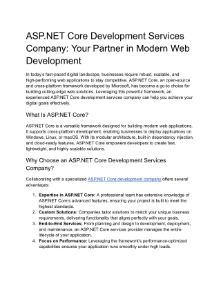 ASP.NET Core Development Services Company_ Your Partner in Modern Web Development