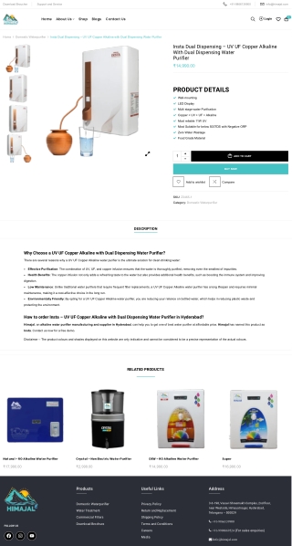 Insta Dual Dispensing – UV UF Copper Alkaline With Dual Dispensing Water