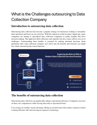 What are the Challenges outsourcing to Data Collection Compa