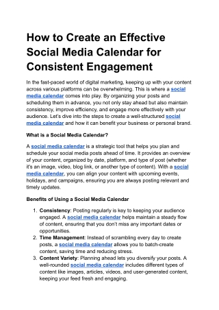 How to Create an Effective Social Media Calendar for Consistent Engagement
