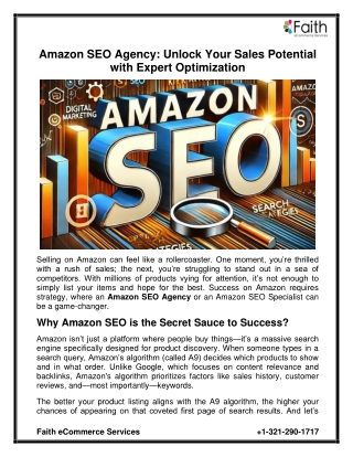 Amazon SEO Agency Unlock Your Sales Potential with Expert Optimization