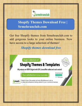 Shopify Themes Download Free | Srmehranclub.com