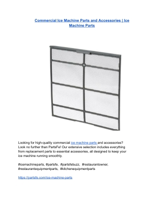 Commercial Ice Machine Parts and Accessories _ Ice Machine Parts