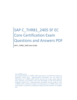 SAP C_THR81_2405 SF EC Core Certification Exam Questions and Answers PDF