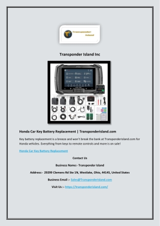 Honda Car Key Battery Replacement | Transponderisland.com