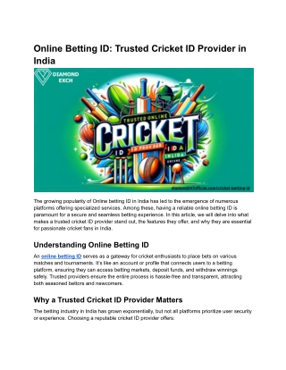 Online Betting ID_ Trusted Cricket ID Provider in India