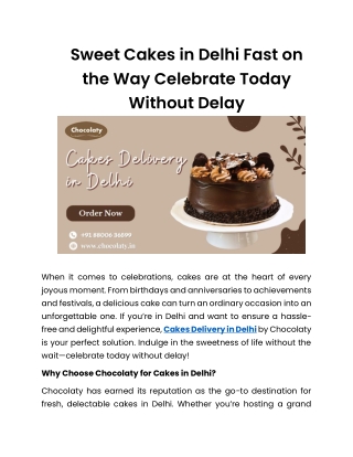 Chocolaty Cakes Delivery in Delhi Quick Fresh and Affordable