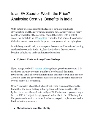 Is an EV Scooter Worth the Price_ Analysing Cost vs. Benefits in India