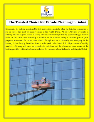 The Trusted Choice for Facade Cleaning in Dubai