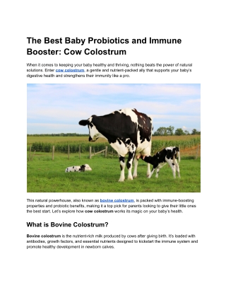 The Best Baby Probiotics and Immune Booster: Cow Colostrum