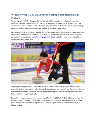 Winter Olympic 2026 European Curling Championships in Finland