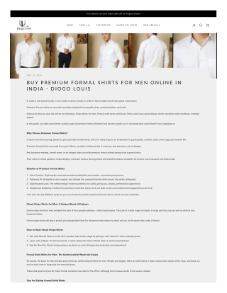 Buy Premium Formal Shirts for Men Online in India - Diogo Louis