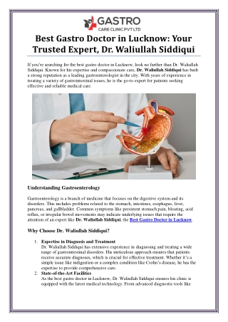 Best Gastro Doctor in Lucknow – Dr. Waliullah Siddiqui