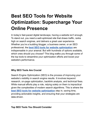 Best SEO Tools for Website Optimization: Supercharge Your Online Presence