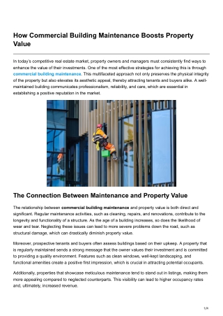 How Commercial Building Maintenance Boosts Property Value