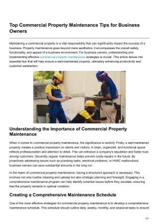 Top Commercial Property Maintenance Tips for Business Owners