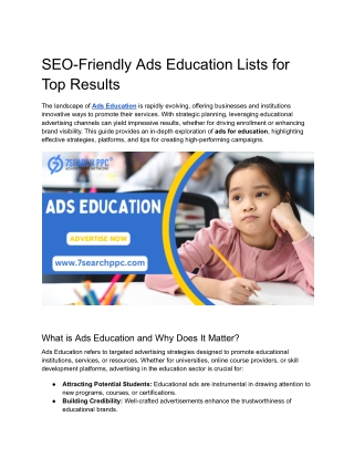 SEO-Friendly Ads Education Lists for Top Results