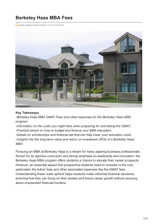 Berkeley Haas MBA Fees: Complete Breakdown of Tuition, Living Expenses, and Cost