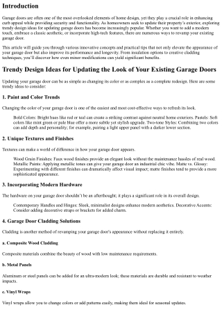 “Trendy Design Ideas for Updating the Look of Your Existing Garage Doors”