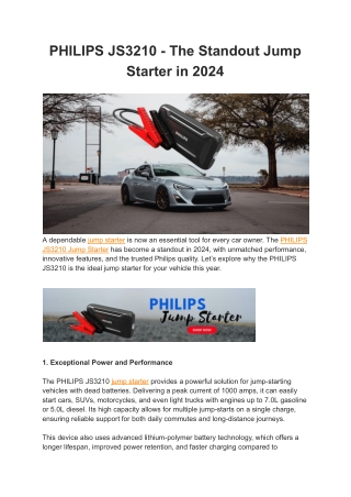 PHILIPS JS3210 - The Standout Jump Starter in 2024