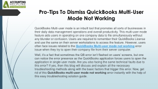 Quick fix for QuickBooks Multi-User Mode Not Working