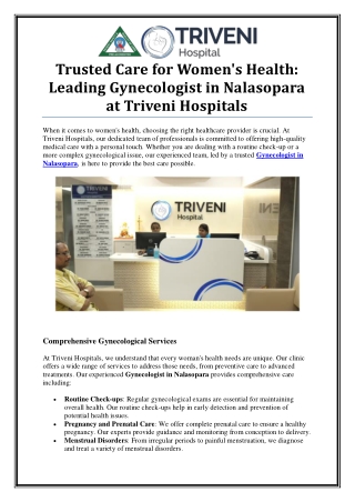 Find the Best Gynecologist in Nalasopara for Women's Health Care