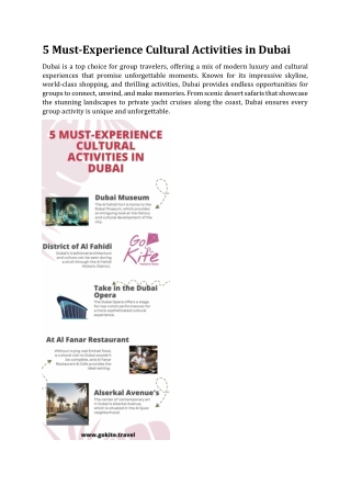 5 Must-Experience Cultural Activities in Dubai