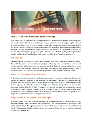 Top 10 Tips for Chardham Yatra Package