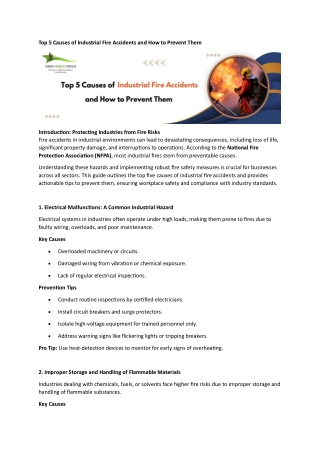 Top 5 Causes of Industrial Fire Accidents and How to Prevent Them