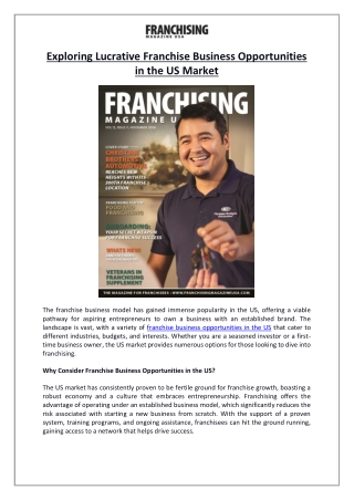 Exploring Lucrative Franchise Business Opportunities in the US Market