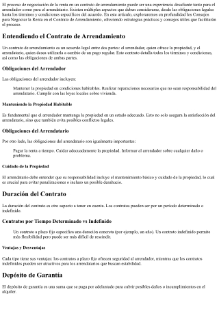 Consejos para Negociar la Renta en el Contrato de Arrendamiento