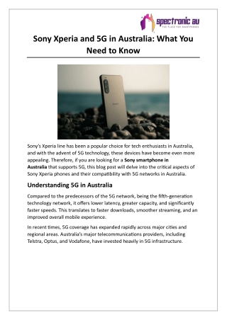 Sony Xperia and 5G in Australia: What You Need to Know