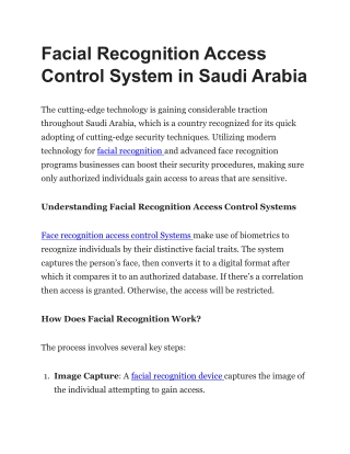 Facial Recognition Access Control System in Saudi Arabia