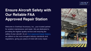 Ensure Aircraft Safety with Our Reliable FAA Approved Repair Station