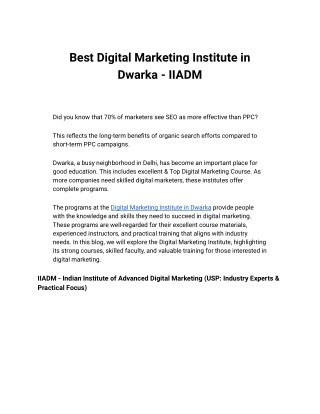 Digital Marketing Institute in Dwarka