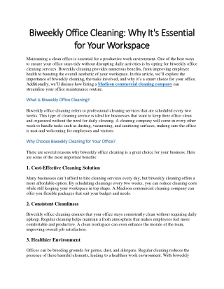 Biweekly Office Cleaning: Why It's Essential for Your Workspace