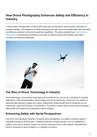 How Drone Photography Enhances Safety and Efficiency in Industry